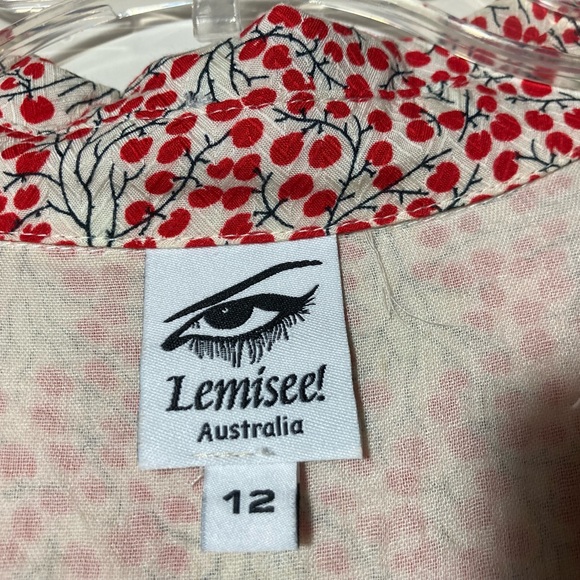 Lemisee! Australia Cotton Dress With Cap Sleeves V-Neck Collar Lined Size 4 - Picture 12 of 16